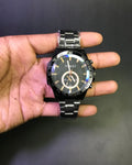 Black Stainless Steel Watch + Free Chain